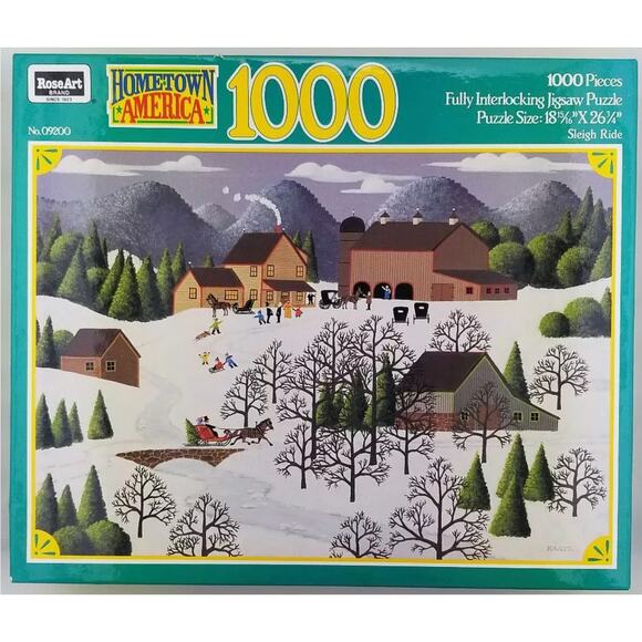 Kaatz SLEIGH RIDE Christmas Village Hometown 1000 Pieces Jigsaw Puzzle NEW - Picture 1 of 2